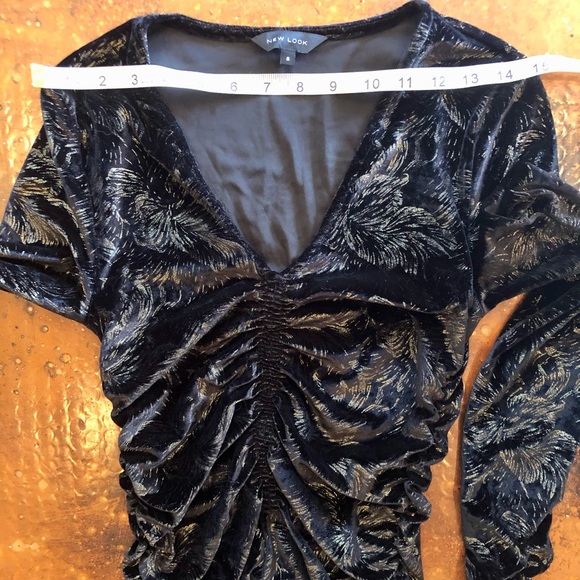 New Look Black Velvet and Gold Wiggle Dress Size 4 - Picture 7 of 13